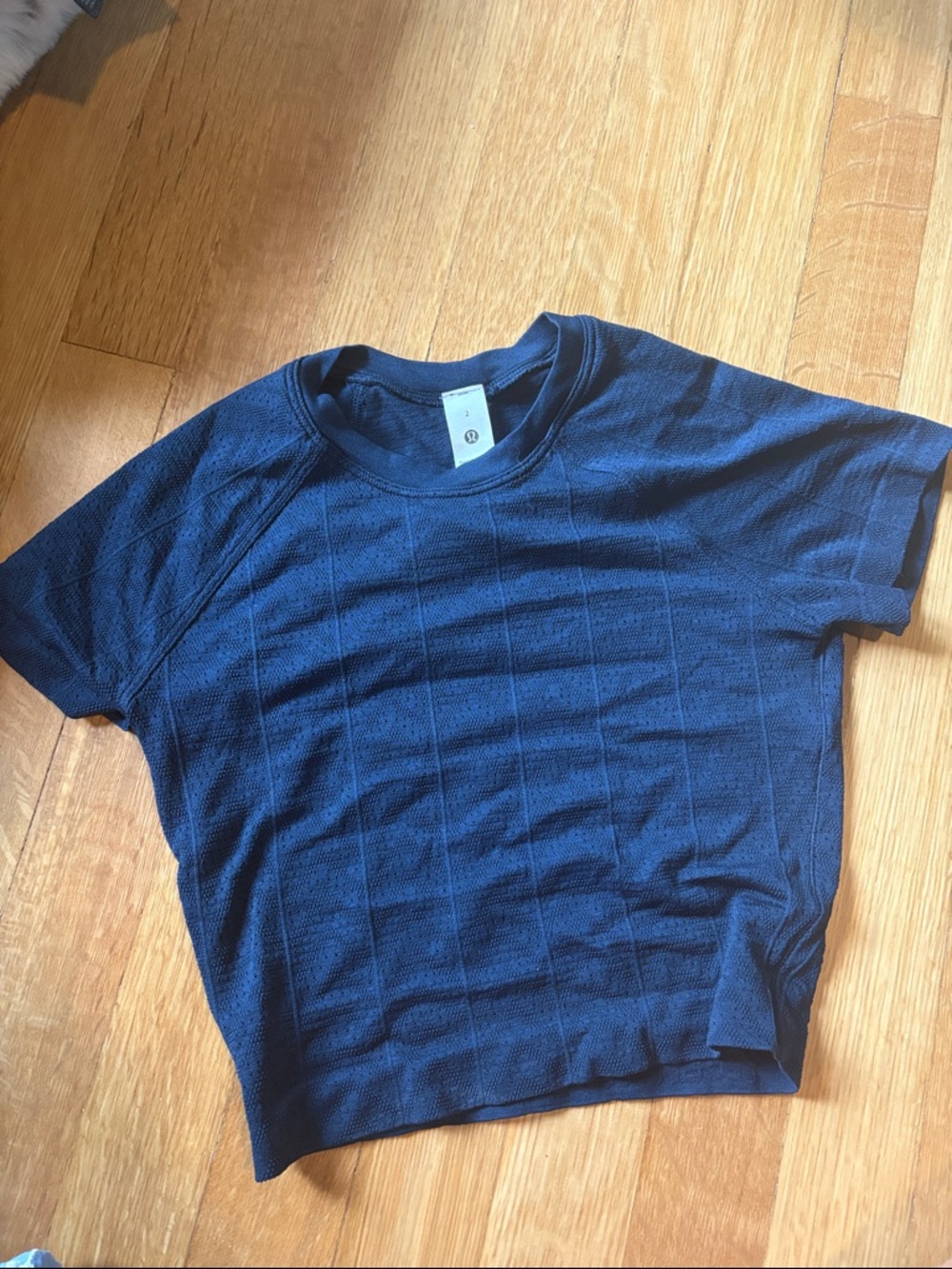 lululemon athletica Navy Textured Short Sleeve Top
